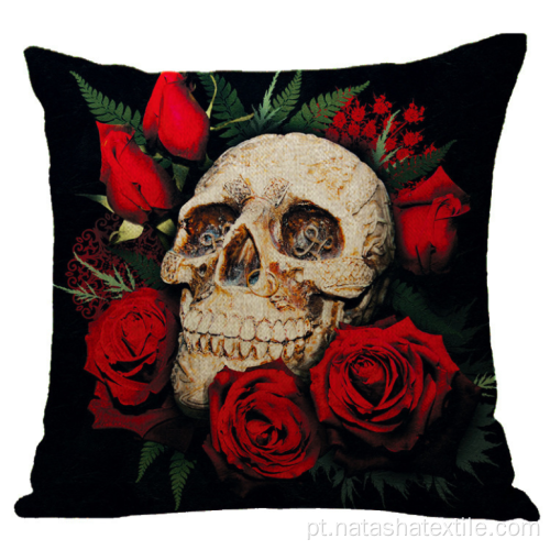 Capa de almofada Hot Linen Halloween Skull